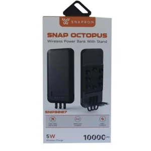 SnapMax SNP-3007 10.000 mah Siyah Vantuzlu Kablosuz ve 3in1 Kablolu Powerbank