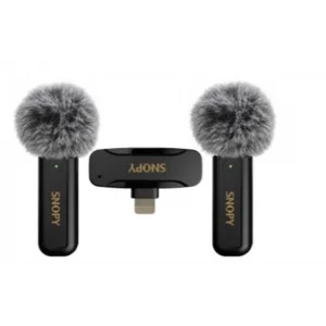 Snopy SN-MW80 Siyah 2 Mikrofonlu Kablosuz Lightning Yaka Mikrofonu