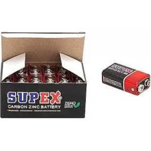 Supex 6F22 9V Çinko Karbon Pil 12 li Paket
