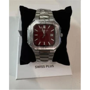 Swiss Plus Man Watch Premium Seri Model-9 RS23146 Bordeaux-Silver