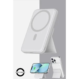 SWORD Magsafe Powerbank 7000mAh 20W Hızlı Şarj Standlı ve Taşınabilir iPhone ve Android Uyumlu Beyaz SW-MGSF7