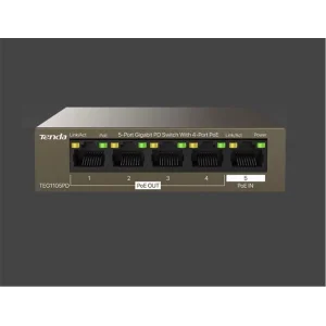 Tenda TEG1105PD 5 Port 4 Port Poe+ 1 Port Poe+ İN 10-100-1000 Switch Çelik Kasa Rack Mount
