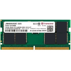 Transcend 32GB(1x32GB) 4800Mhz SODIMM CL40 DDR5 Notebook Ram (JM4800ASE-32G)