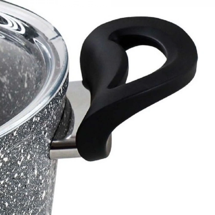 Bio Granit 28 Cm Derin Tencere Gri Cam Kapak