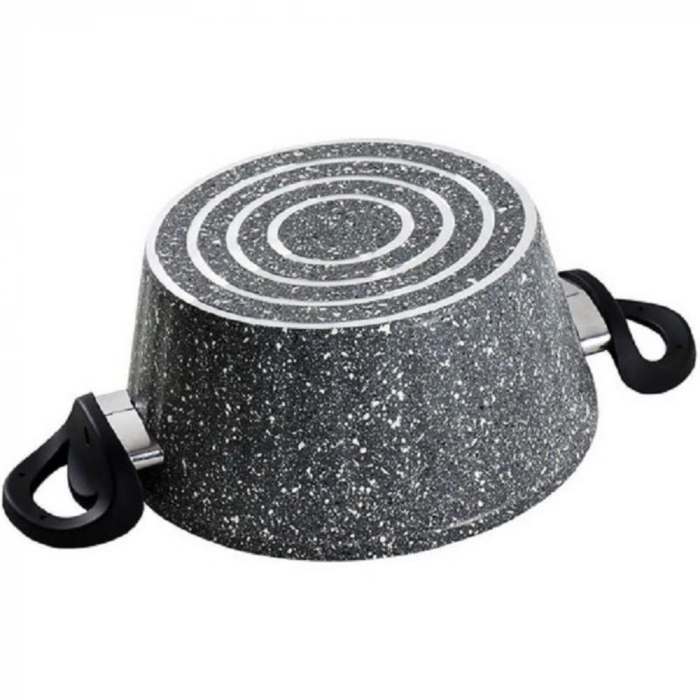 Bio Granit 28 Cm Derin Tencere Gri Cam Kapak