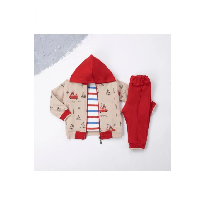 Çizgili Arabalı Kaşkorseli 3lü Takım