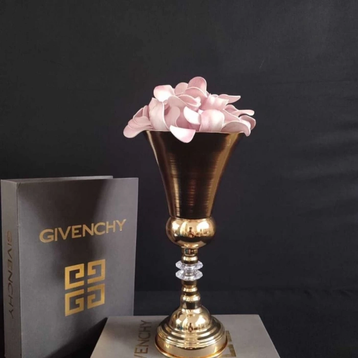 Dekoratif Gold Renkli Taşlı Kupa Vazo Söz Nişan Düğün Konsept Aksesuar