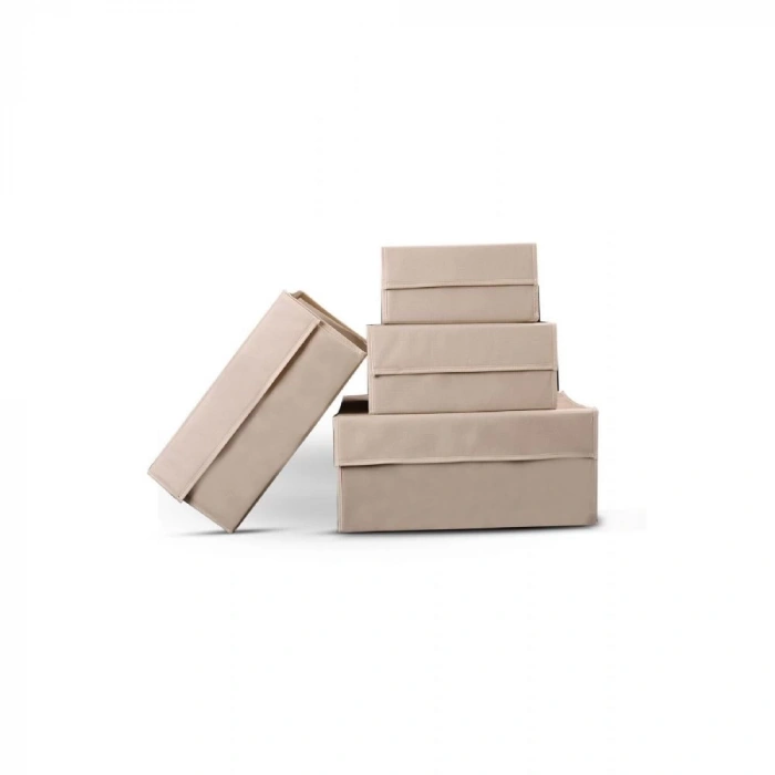 Ev Tekstil Bej Çok Amaçlı Kutu Hurç-4lü Set