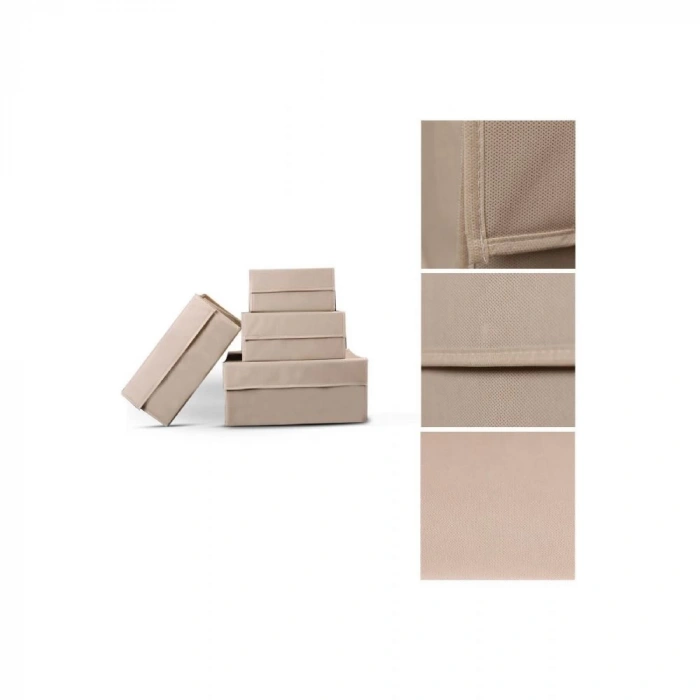 Ev Tekstil Bej Çok Amaçlı Kutu Hurç-4lü Set