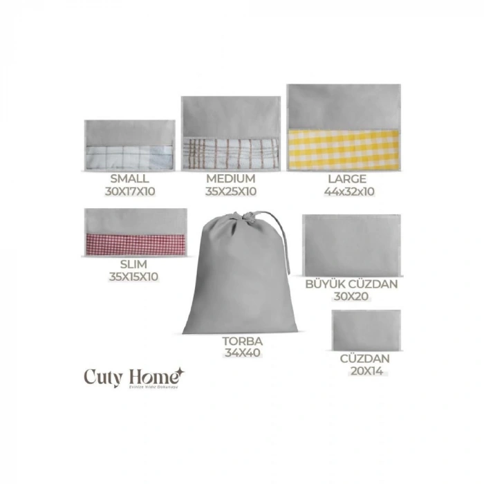 Ev Tekstil Gri Valiz Düzenleyici Bavul Içi Organizer-7li Set