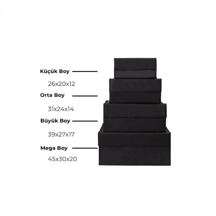 Ev Tekstil Siyah Çok Amaçlı Kutu Hurç-4lü Set