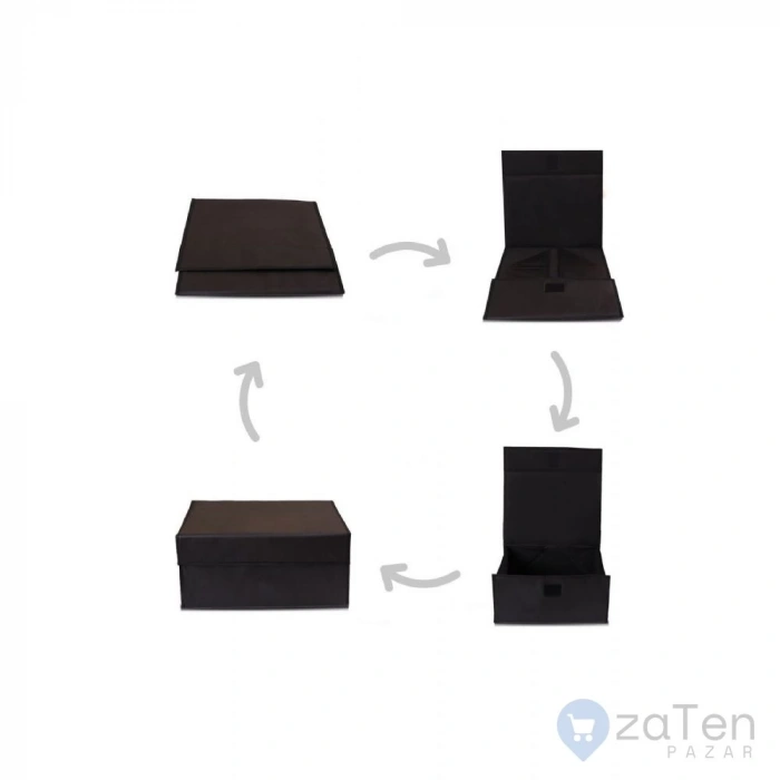 Ev Tekstil Siyah Çok Amaçlı Kutu Hurç-4lü Set