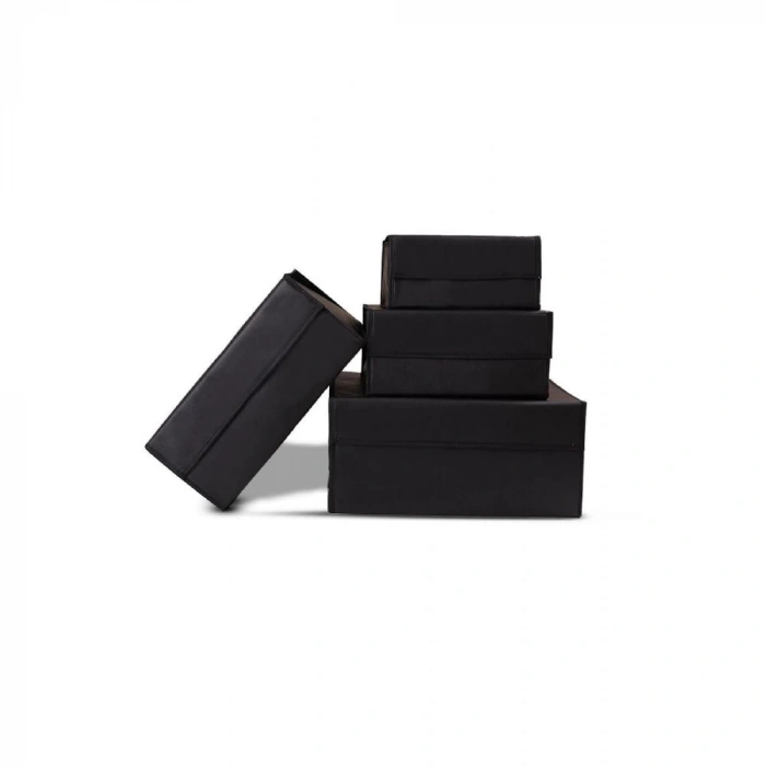 Ev Tekstil Siyah Çok Amaçlı Kutu Hurç-4lü Set