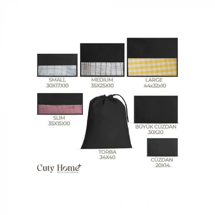 EV TEKSTİL SİYAH VALİZ ORGANİZER-7Lİ SET