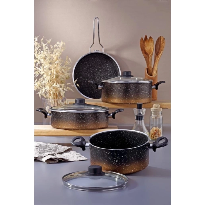 Granit 7 Parça Tava Tencere Seti - SİYAH