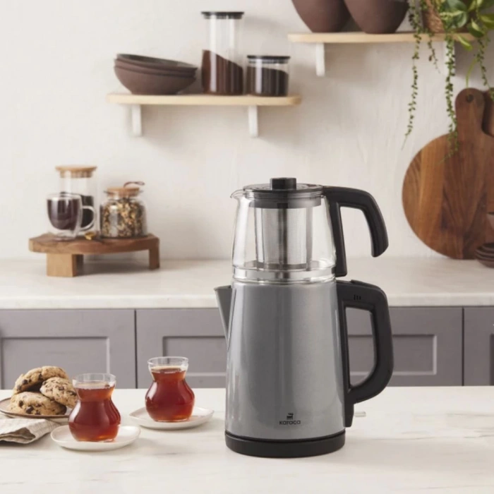 KARACA TEA GLASS ÇELİK ÇAY MAKİNASİ ANTRASİT