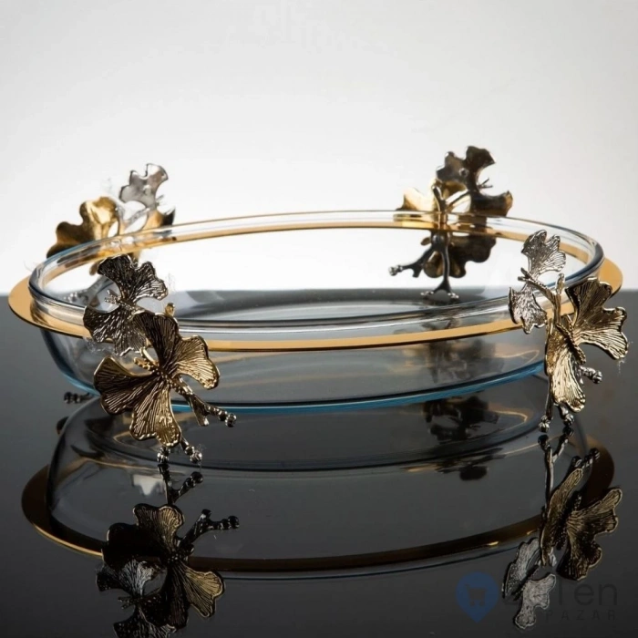 Kelebek Ayak Oval Borcam Tepsi