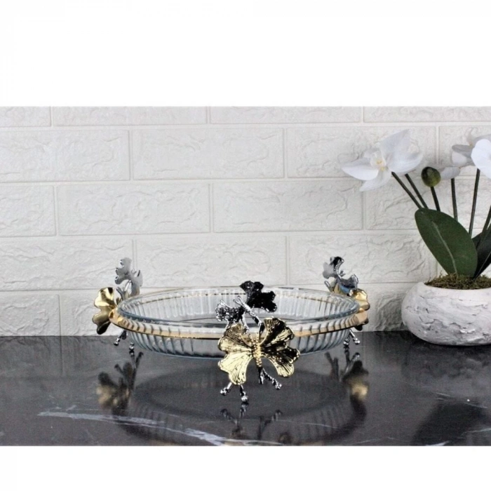 Kelebek Ayak Yuvarlak Borcam Tepsi-31 Cm