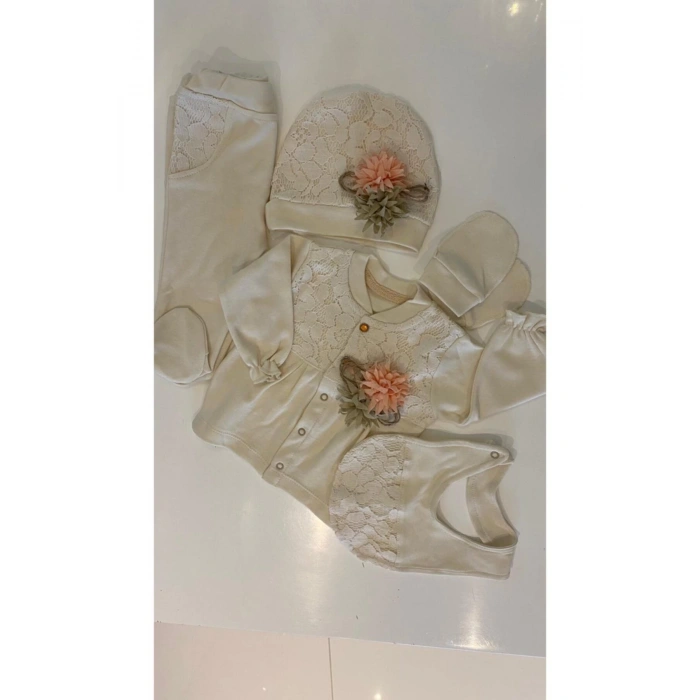 Kız Bebek 5 Parça Organik 0-3 Ay Hastane Çıkışı Seti 1001785