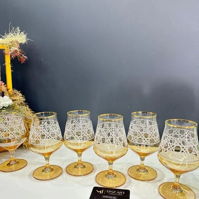 KRİSTAL BOHEMİA ALCA KAHVE YANI PETEK GOLD