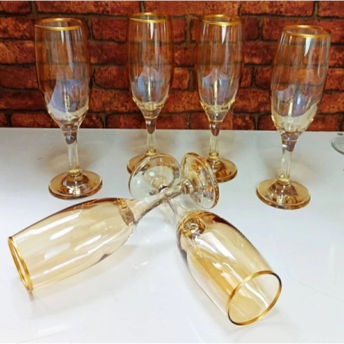 Lav 6 Kişilik Bistro Gold Renkli Kahve Yanı Su Bardağı Bal Rengi