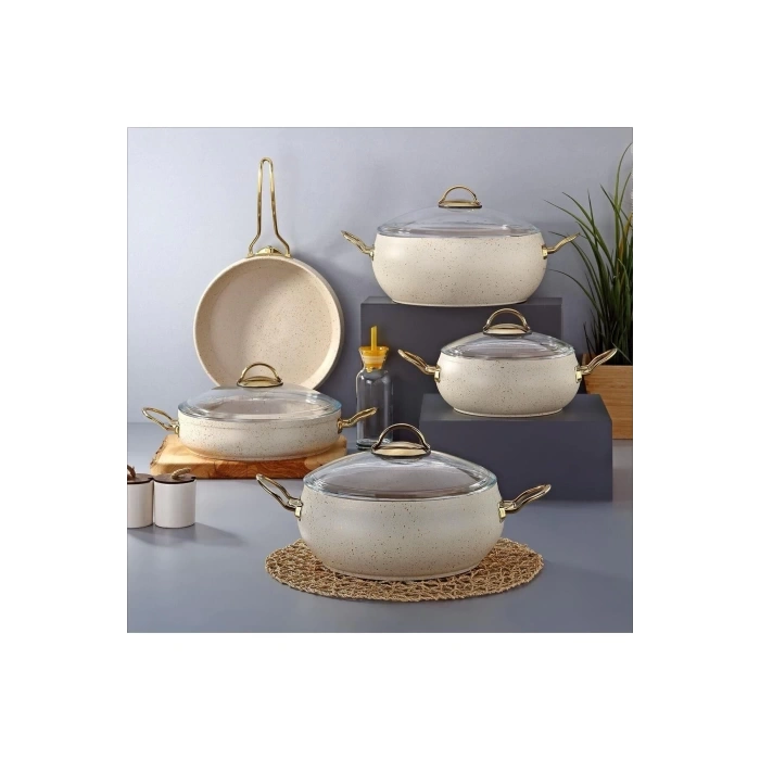 Modinya 9 Prç. Tencere Seti Krem