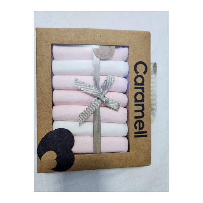 Pembe Kalpli Organik 7 li Müslin Mendil