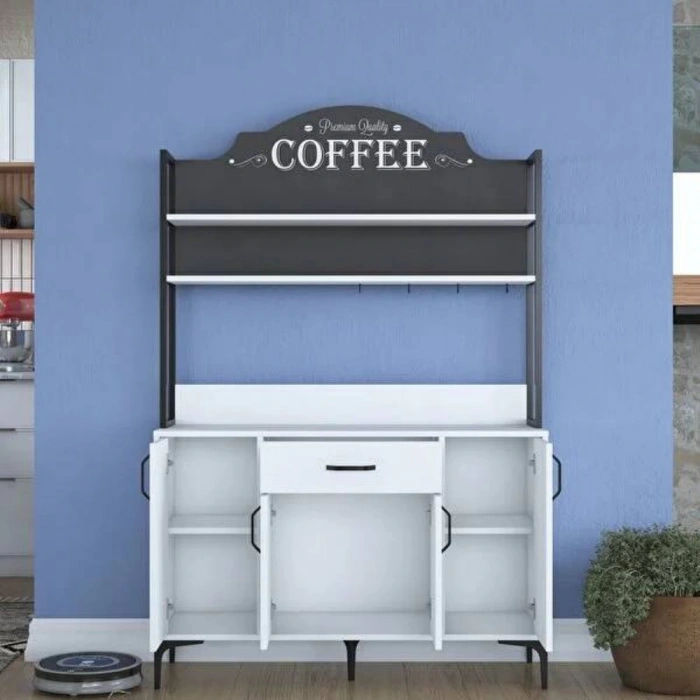 Rani Mobilya Kahve Köşesi Çok Amaçlı Dolap 4 Kapaklı 1 Çekmeceli Kiler Mutfa..