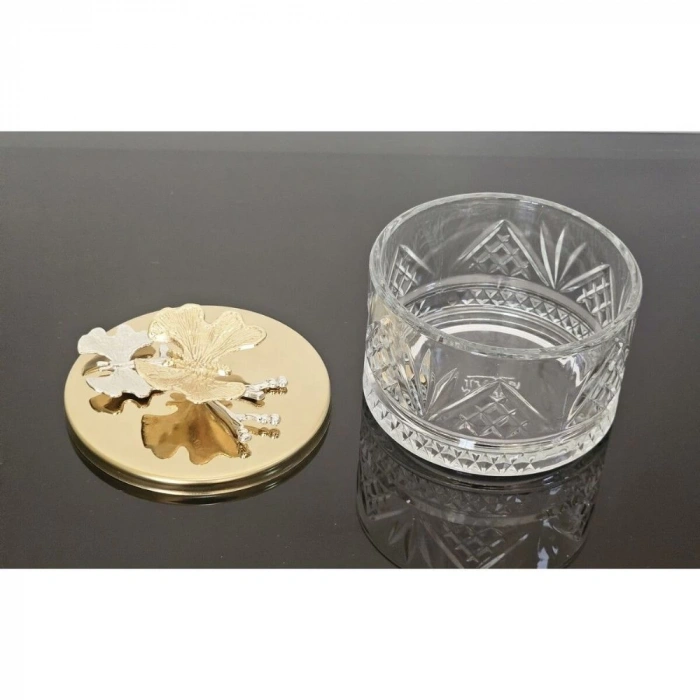 ŞEKERLİK 1 ADET GOLD KAPAKLI KELEBEK DETAYLI ÇEREZLİK &