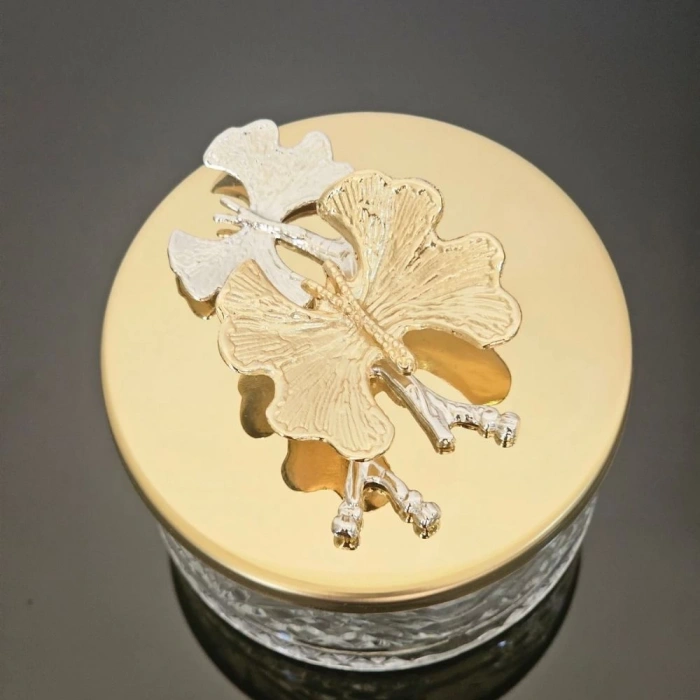 ŞEKERLİK 1 ADET GOLD KAPAKLI KELEBEK DETAYLI ÇEREZLİK &