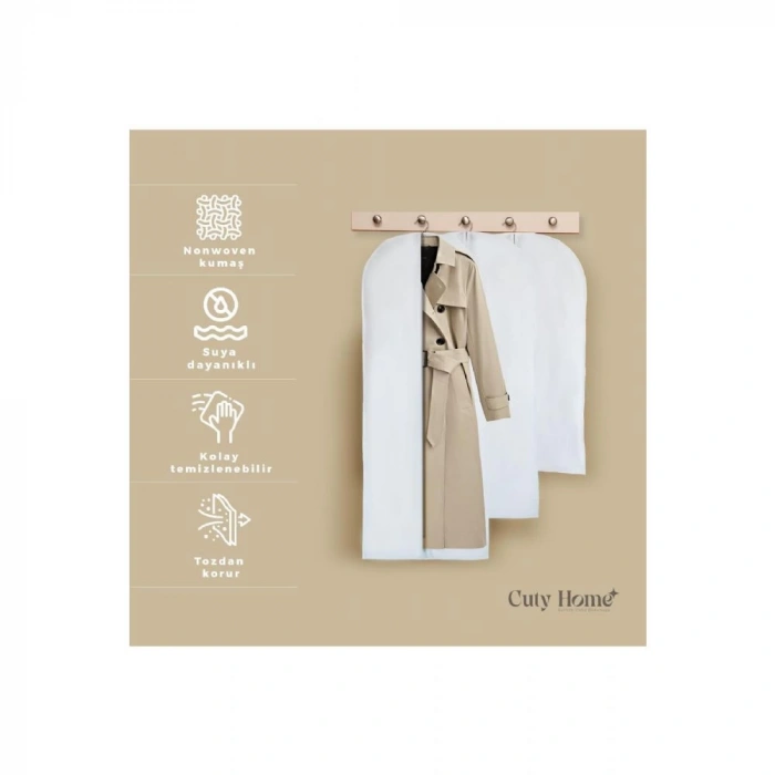 Takım Elbise,Kıyafet Koruma Ve Taşıma Kılıfı Beyaz Gamboç 3lü Set (60*100-