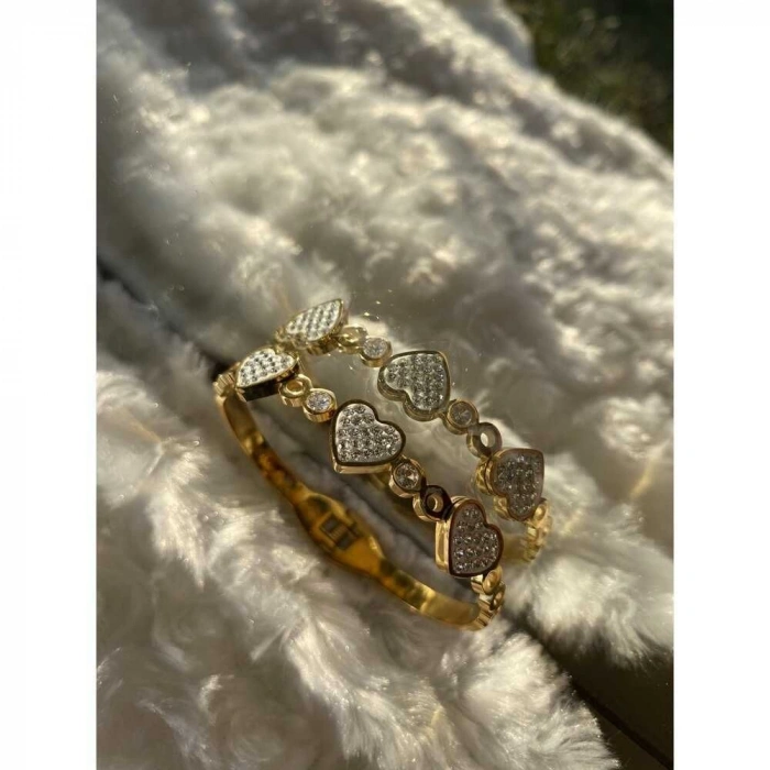 Üçlü Kalpli Gümüş Kelepçe