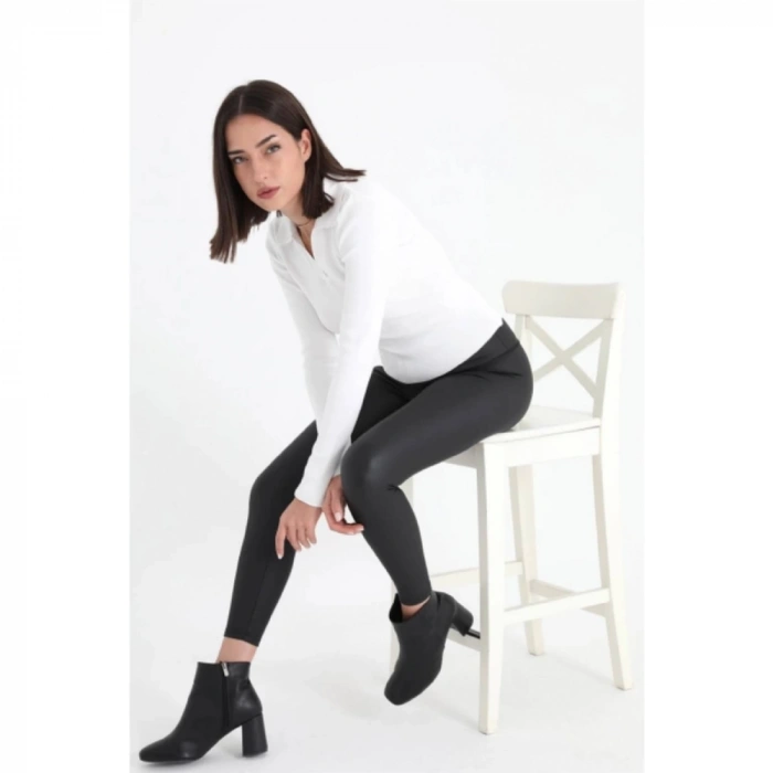 Uzun Kol Polo Yaka Triko - Ekru