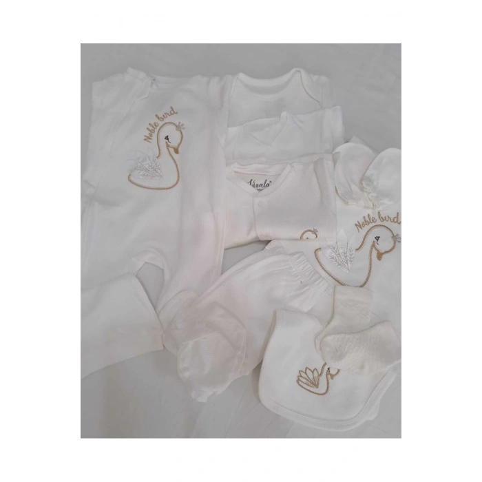 VİVALA KUĞU TÜLLÜ 10 LU ZIBIN SET HASTANE ÇIKIŞI BEYAZ KIZ BEBEK 0-3