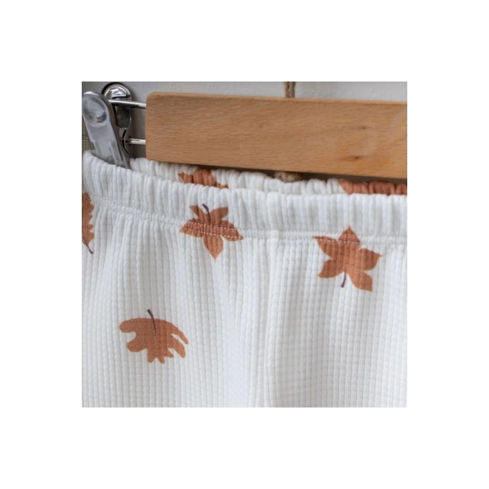 Yaprak Baskılı Alt Üst 2 li Takım Organik Pamuk Kız / Erkek Bebek Takım 3-6/6-9/9-12/12-18 Ay