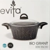 Bio Granit 28 Cm Derin Tencere Gri Cam Kapak