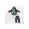 DİGİDİ KIDS ERKEK BEBEK LACİVERT DİNOZOR FİGÜR KAPÜŞONLU İÇİ ŞARDONLU 3LÜ EŞOFMAN TAKIMI 6-24 AY