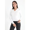 Uzun Kol Polo Yaka Triko - Ekru