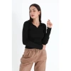 Uzun Kol Polo Yaka Triko - Siyah
