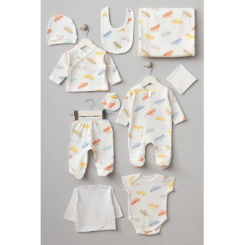 Araba Desenli 10 Parça Hastane Çıkışı Seti