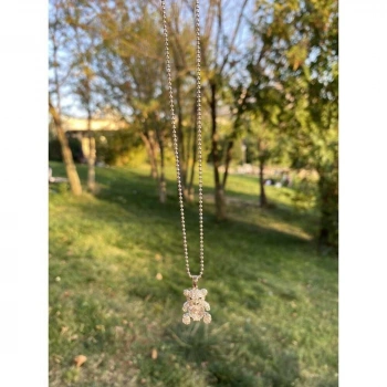 Beyaz Taş Ayıcık Kolye