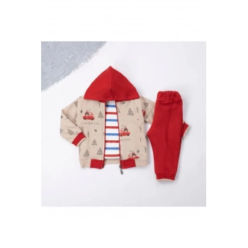 Çizgili Arabalı Kaşkorseli 3lü Takım