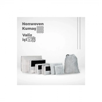 Ev Tekstil Düğme Desen Beyaz Valiz Düzenleyici Bavul Içi Organizer - 7li Set