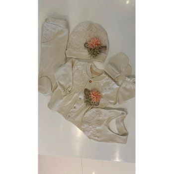 Kız Bebek 5 Parça Organik 0-3 Ay Hastane Çıkışı Seti 1001785