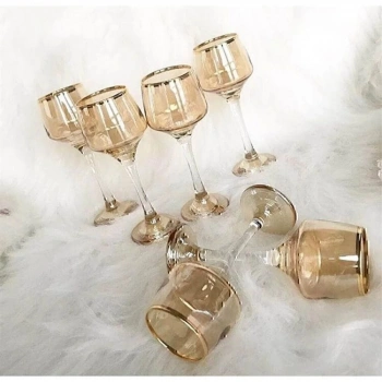 Lav Orkide 6lı Kahve Yanı Su Bardağı Gold Yaldızlı