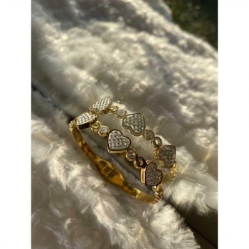 Üçlü Kalpli Gümüş Kelepçe