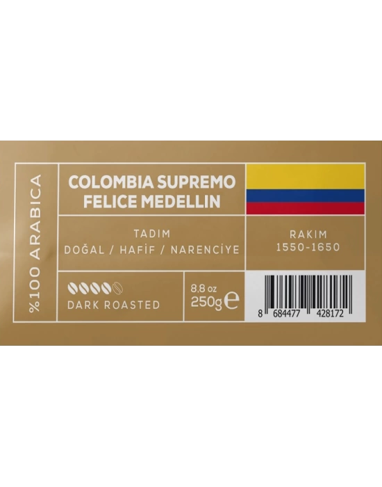 Colombia Supremo Felice Medellin Kahve - Coffeedem