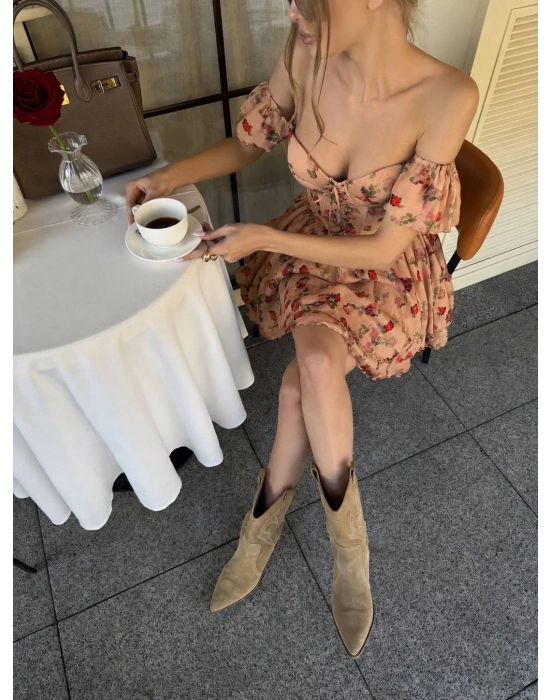 DARYA KORSELİ ELBİSE BEJ