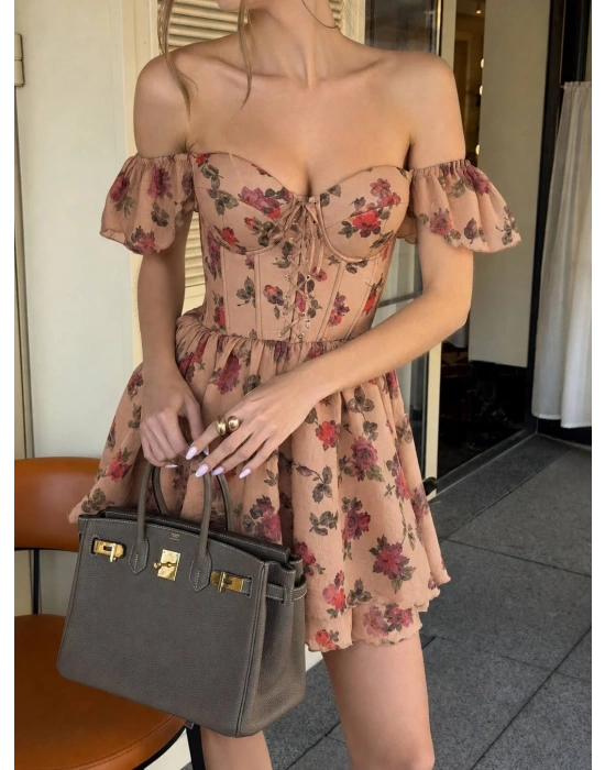 DARYA KORSELİ ELBİSE BEJ