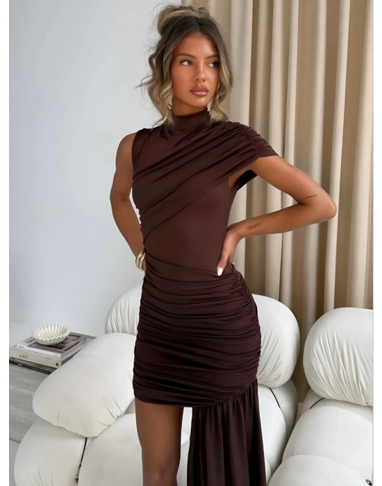 IRINA SANDY ELBİSE KAHVERENGİ